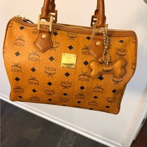 MCM Tan Logo Satchel